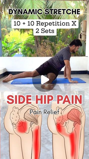 Aditya Gharat | Yoga & Fitness Coach on Instagram: "Side Hip Pain Relief ( Dynamic Stretch ) . @home_fitness_exercise  . . . . . . . . . . . . #hippain #kneepain #backpain #neckpain #physicaltherapy #lowbackpain #physiotherapy #jointpain #sciatica #painrelief #rehab #chiropractic #fitness #mobility #pain #physio #painfree #health #hipmobility #painmanagement #hippainrelief #injuryprevention #chronicpain #rehabilitation #footpain #wellness #backpainrelief" Hip Pain Relief Stretching, Hip Opener, Low Back Pain Relief, Hip Pain Relief, Skin Natural Remedies, Hip Mobility, Pro Wrestler, Preventative Health, Back Pain Exercises