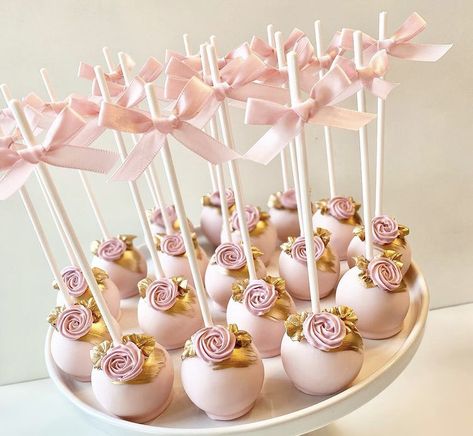 Pink Champagne Cake Pops, Pink Baby Shower Cake Pops, Girly Cake Pops, Pretty Cake Pops, Rose Gold Cake Pops, Boho Cake Pops, Tea Party Cake Pops, Baby Shower Cakepops, Champagne Cake Pops