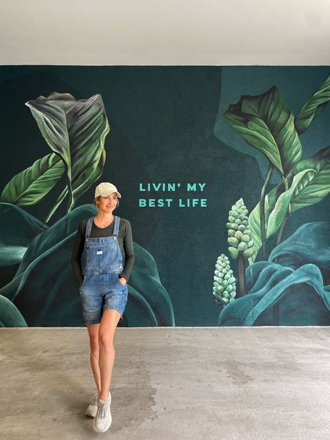 Vidorra McKinney Apartments — Chera Creative Photo Wall Mural, Airbnb Mural, Bar Wall Mural, Western Mural, Spa Mural, Botanical Murals, Botanical Mural, Wall Mural Design, Beach Mural