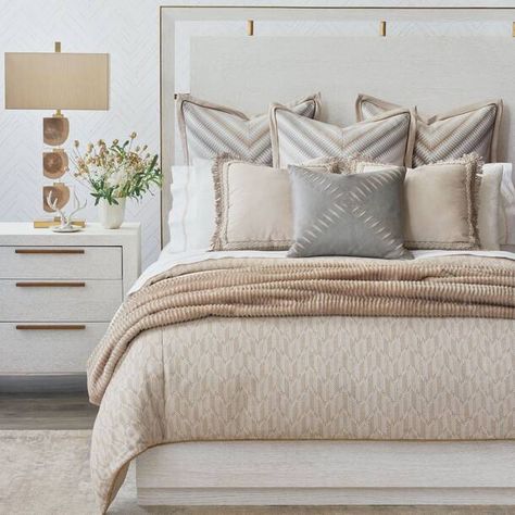 Eastern Accents Park City Stowe Bisque Cotton Blend Reversible Modern & Contemporary Duvet Cover | Wayfair White And Ivory Bedroom Ideas, Modern Bedding Set Ideas, Decorative Bed Pillows Ideas, Cream And White Bedding, White And Cream Bedding, Cream Bedding Ideas, Taupe Bedding Ideas, Bedding Ideas Master, 2023 Bedroom Trends