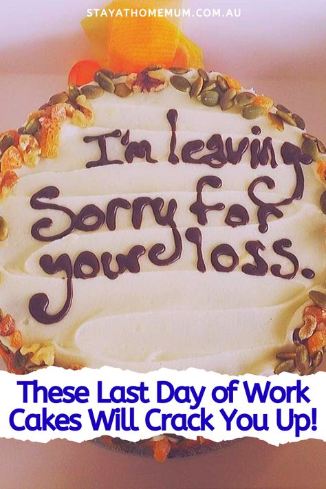 Well, leaving work isn’t always pleasant but you can lift up the mood with these cakes for sure. Whether it’s your or a co-worker’s last day of work, or someone you know is finally leaving their toxic job, you’ll find a cake that will perfectly show how you feel! Goodbye Cake, Farewell Cake, Fail Pictures, Fire Funny, Teacher Cakes, Last Day At Work, Cake Quotes, Cake Wrecks, Job Quotes