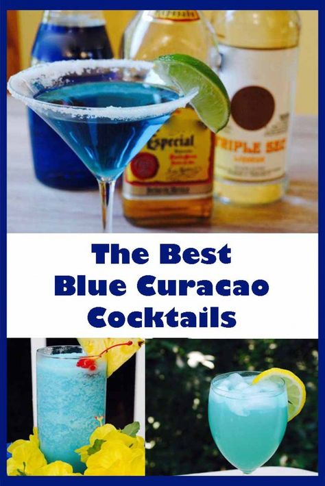 I think blue curaçao cocktails are very refreshing, and some of my favorite cocktails contain this delicious liqueur. Check out 10 of (what I think are) the best blue curaçao cocktails. Cocktails With Blue Curacao, Blue Alcoholic Drinks, Curacao Drink, Blue Curacao Drinks, Brandy Recipe, Alcholic Drinks, Coctails Recipes, Blue Drinks, Rum Drinks