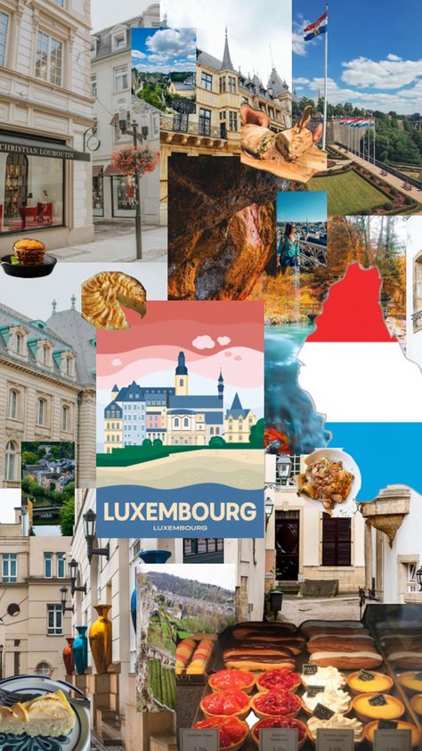 Luxembourg Aesthetic, Country Collage, Aesthetic Country, Holiday Inspiration, Pretty Places, Luxembourg, Travel Aesthetic, Dream Vacations, Collage Art