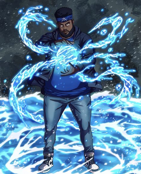 Dessin Game Of Thrones, Water Bender, Character Commission, Super Powers Art, Fun To Draw, Water Ocean, Black Cartoon Characters, Dope Cartoon Art, Knight Art