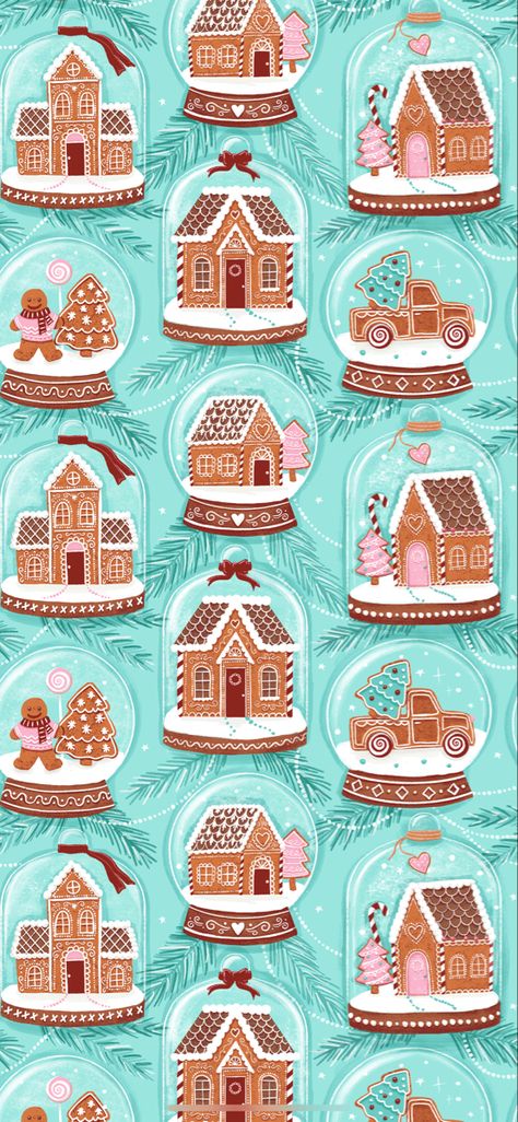 Houses In Snow, Gingerbread Wallpaper, House In Snow, Snow Christmas Tree, Christmas Tree With Snow, Procreate Ipad Art, Cute Christmas Wallpaper, Snow Christmas, Collage Background