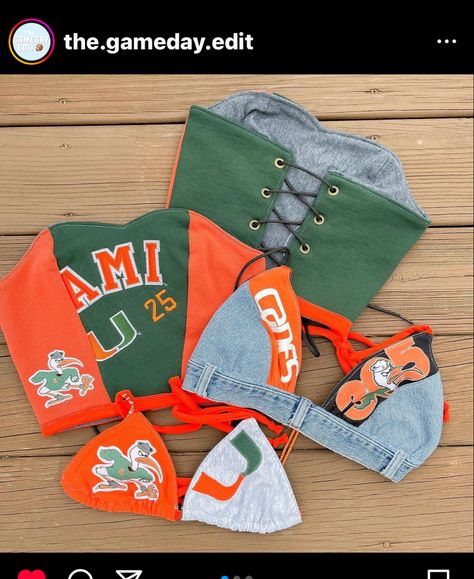 Madein USA Game Day Jeans, Miami College, League Fits, U Miami, Senior Class Shirts, Casual Dressy Outfits, College Tailgate, Reworked Clothes, College Tailgating