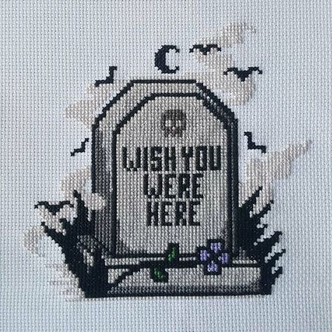 Loving this finished stitch! And thanks for love miss 🖤🖤🖤 . Regrann from @shmirette - Finished a couple of weeks ago, I planned to frame… Love Cross Stitch, Cross Stitch Quotes, Embroidery And Cross Stitch, Subversive Cross Stitch, Halloween Cross Stitches, Beaded Cross Stitch, Cross Stitch Funny, Cross Stitch Ideas, Cross Stitches