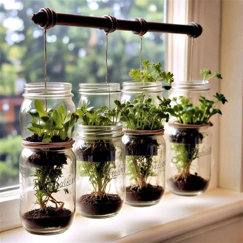 40 Herb Garden Ideas to Inspire Your Green Thumb Herb Plants In Kitchen, Windowsill Garden Aesthetic, Witch Herb Garden, Herb Growing Indoors, Wall Herb Garden Indoor, Herbs In Kitchen, Herb Garden Indoor, Kitchen Herb Garden, Kitchen Herb Garden Indoor