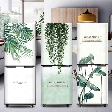 Flowers Wallpaper Refrigerator Decoration Poster Waterproof Peel & Stick Vinyl Wall Sticker Home Design Decoration Scenery Mural|Door Stickers| - AliExpress Fridge Makeover, Pintu Interior, Refrigerator Wraps, Wallpaper Door, Door Wraps, Cheap Wall Stickers, Fridge Stickers, Fridge Decor, Wallpaper Interior