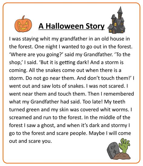 Printable Halloween Book Covers, Spooky Stories For Kids, Halloween Poems For Kids, Christian Halloween Crafts, Halloween Stories For Kids, Halloween Sentences, Halloween Short Stories, Scary Stories For Kids, Halloween Border