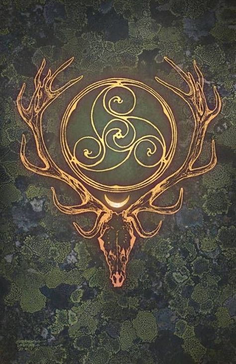 Arte Viking, Celtic Druids, Celtic Gods, Celtic Tattoo, Norse Tattoo, Pagan Art, Deer Skull, Celtic Tattoos, Viking Symbols