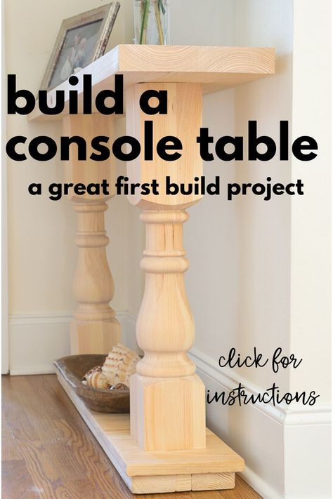 Build A Console Table, Diy Console, Diy Console Table, Illustrated Instructions, Diy Sofa Table, Diy Sofa, Farmhouse Furniture, Diy Furniture Table, Diy Furniture Projects