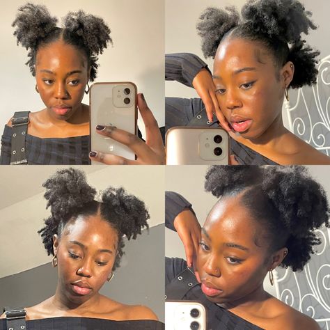 Two Puffs Short Natural Hair, Small Puffs Natural Hair, Four Puffs Hairstyle, Three Puffs Natural Hair, Mini Puffs Natural Hair, 4 Puffs Hairstyle, 4 Puffs Natural Hair, Four Puffs Natural Hair, Mini Afro Hairstyles 4c