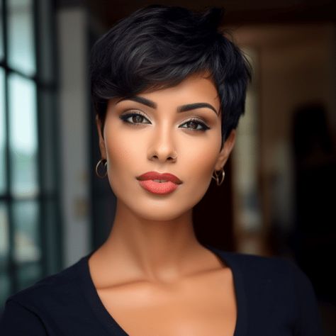 74 Cute Pixie Haircuts Trending for 2023 Short Pixie Haircuts For Black Women, Dark Pixie Cut, Haircuts Trending, Cute Pixie Haircuts, Pixie Bob Hairstyles, Color Rubio, Stylish Short Haircuts, Cute Short Haircuts, Short Hair Pixie Cuts