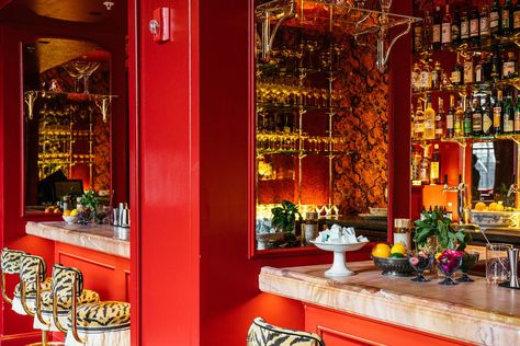 Bar Marilou: New Orleans Welcomes a High-Design Cocktail Bar Inside the Ace’s Swank New Guesthouse   | Vanity Fair New Orleans Hotels, Sydney Hotel, Прикроватные Тумбочки, Ace Hotel, Hotel Bar, Red Walls, Higher Design, Cool Bars, French Inspired