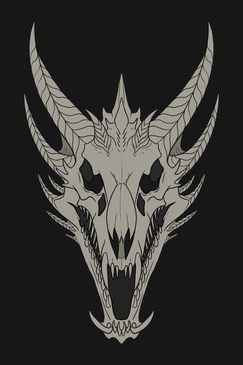 Dragon Skyrim, Animal Skull Drawing, Dragon Head Tattoo, Dragon Anatomy, Dragon Horns, Dragon Bones, Half Skull, Skull Sketch, Knight Tattoo