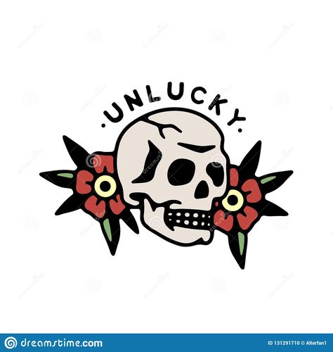 UNLUCKY SKULL FLOWERS TRADITIONAL TATTOO COLOR Stock Vector - Illustration of green, scary: 131291710 Traditional Tattoo Filler, Tattoo Filler, Skull Flowers, Flower Tattoo Back, Traditional Tattoo Sleeve, Tattoo Color, Gil Elvgren, Traditional Tattoo Design, Traditional Tattoo Art