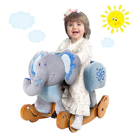 Elephant Rocking Horse, Elephant Rocker, Plush Rocking Horse, Baby Rocking Horse, Rocking Horse Toy, Toddler Boy Toys, Rocking Toy, Wooden Rocking Horse, Kids Ride On Toys