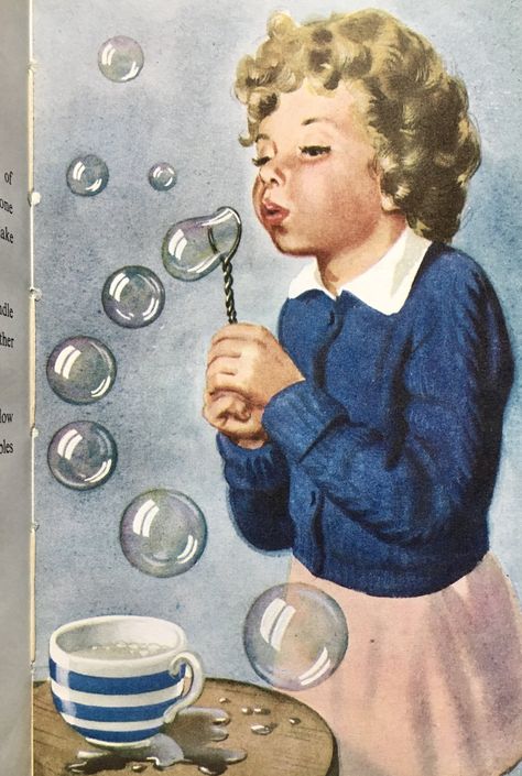 Games To Make, Bubble Drawing, Ladybird Books, Bubble Art, Blowing Bubbles, Images Vintage, Soap Bubbles, Childrens Illustrations, Vintage Pictures