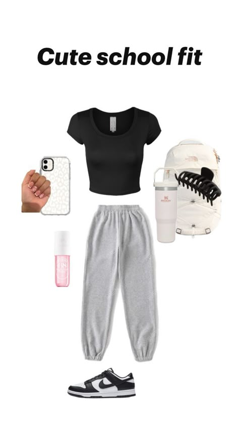 Comfy Outfits With Dunks, Outfit Styles For School, Trendy Outfits For Middle School, Teen Outfits For School Winter, Sporty Middle School Outfits, Monday Outfit For School, Preppy Birthday Party Outfit Ideas, Teenage School Outfits, Cute Monday Outfits For School