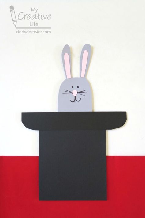 "Watch Me Pull a Rabbit out of a Hat!" Craft | Fun Family Crafts Magician Crafts Preschool, Wizard Hat Craft, Magician Crafts For Kids, Magic Crafts For Kids Art Projects, Rabbit Out Of Hat, Circus Images, Rabbit In A Hat, Magic Theme, Rabbit Crafts