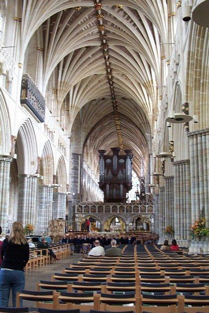 Inside Exeter Cathedral, Devon Exeter England, Exeter Cathedral, Norman Conquest, Exeter Devon, Architecture Drawing Plan, Gothic Cathedrals, Cathedral Architecture, Religious Architecture, Cathedral Church