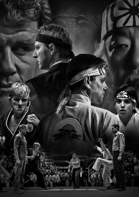 Miyagi Do Karate Wallpaper, Cobra Kai Widgets, Cobra Kai Aesthetic Wallpaper, Kobra Kai Wallpaper, Karate Kid Aesthetic, Black And White Movie Posters, Karate Kid Wallpaper, Wallpaper Cobra Kai, Karate Kid Poster