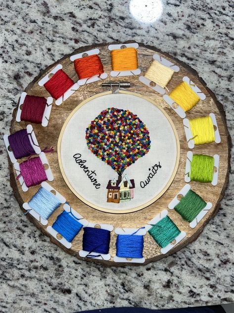 Handmade embroidery inspire by Disney Pixar's "Up" movie Find it on etsy! Up Disney Pixar, Up Disney, Up Movie, Disney Pixar Up, Up House, Handmade Embroidery, Gift With Purchase, Find It, Disney Pixar