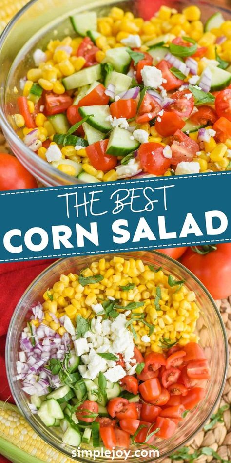 Easy Side Salad Recipes, Best Corn Salad, Corn Salad Recipe Easy, Easy Corn Salad, Corn Recipes Side Dishes, Corn Salad Recipe, Easy Corn, Side Salad Recipes, Corn Salad Recipes