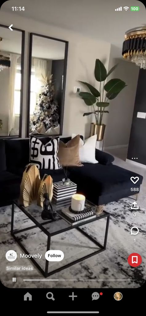 Earth Tone Living Room Black Couch, Beige Sofa Black Pillows, Dark Grey Black And Gold Living Room, Living Room Black Couch Ideas, Black Grey Beige Living Room, Black White Beige Gray Living Room, Dark Grey And Gold Living Room, Black White Gray Gold Living Room, Black Cream Living Room