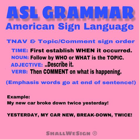 Asl Phrases, Asl Grammar, Sign Language Songs, Asl Lessons, Learning Asl, Asl Sign Language Words, Asl Interpreter, Sign Language Chart, Sign Language Lessons