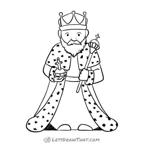 Learn how to draw a king. A step by step, simple way to draw a king in a robe, with a crown and royal regalia. A bonus crash course in Latin names included. King Drawing Character Design, King Sketch, Royal Character, Trin For Trin Tegning, Latin Names, King Cartoon, King Drawing, King Pic, Dolphins Tattoo