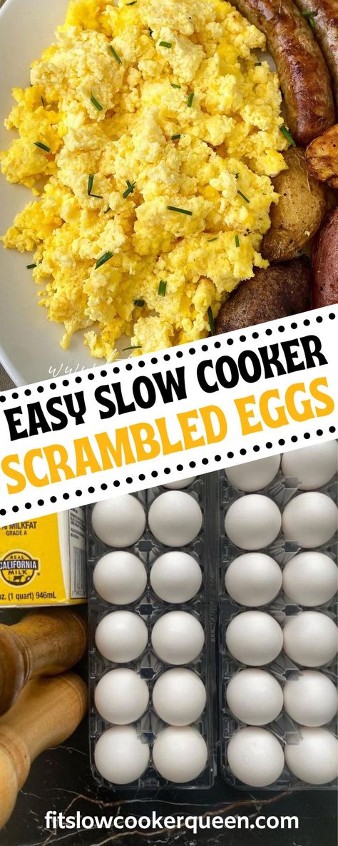 Slow Cooker Egg Recipes, Crockpot Scrambled Eggs, Eggs In Crockpot, Scrambled Egg Recipes, Easy Egg Recipe, Easy Egg Breakfast, Easy Scrambled Eggs, Easy Egg Recipes, Breakfast Crockpot Recipes