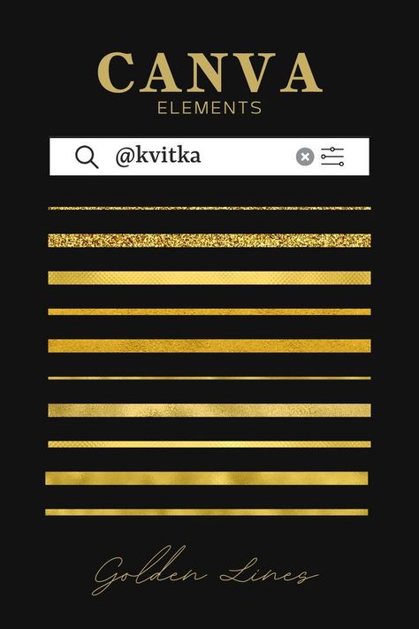 Canva Elements Gold Glitter Lines #vocationse Gold Canva Elements, Canva Gold Elements Keyword, Editing Assets, Canva Free Elements, Gold Graphic Design, Canva Hacks, Canva Keywords, Golden Line, Canva Font