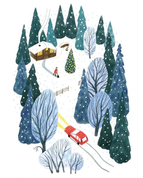 Alena Razumova (@alena_illustration) • Instagram photos and videos Advent Challenge, Cabin In The Woods, Christmas Window, Cabins In The Woods, Screen Savers, Christmas Projects, Book Illustration, In The Woods, Art History