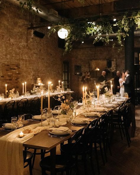 Wedding • Instagram Lots Of Candles, Romantic Spring Wedding, Wythe Hotel, Dream Wedding Reception, Long Tables, Reception Tables, Rustic Wedding Table, Wedding Reception Tables, Ny Wedding