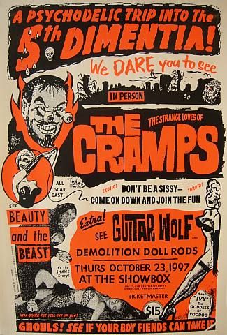 Crewkoos Rock Poster Artists Interviews: Art Chantry (US version) Poster Rock, Dark Wave, Punk Poster, Arte Grunge, Concert Flyer, Band Poster, The Cramps, We Will Rock You, Horror Movie Posters