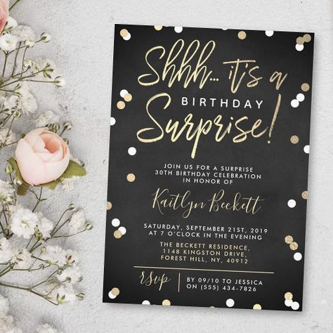 70th Surprise Birthday Party Invitations, Surprise 70th Birthday Ideas, Zazzle Invitations Birthday, 75th Birthday Party Themes, 60th Birthday Party Themes, Surprise 50th Birthday Party, Moms 60th, Surprise 30th Birthday, Confetti Theme