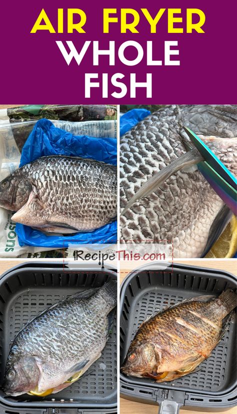 Fish In The Air Fryer, Fish In Air Fryer, Whole Tilapia, Frozen Salmon Recipe, Fried Whole Fish, Whole Fish Recipes, Air Fried Fish, Air Fryer Fish Recipes, Air Fryer Wings