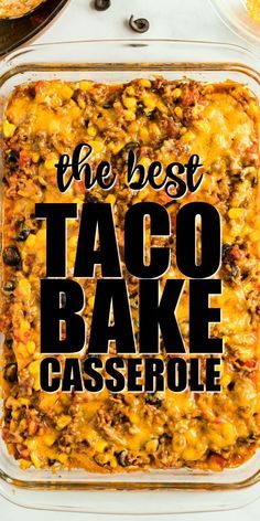 Taco Bake Casserole, Easy Taco Bake, Taco Casserole Bake, Easy Hamburger Casserole, Baked Tacos Recipe, Hamburger Casseroles Recipes, Taco Bake, Shrimp Dinner, Easy Taco