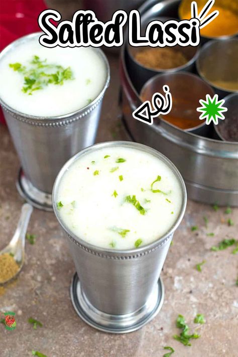 Only 4 ingredients needed to make this restaurant-style Salted Lassi. Cumin powder, salt, water + yogurt whipped together to get the perfect restaurant lassi in just 10 minutes Vegetarian Indian Food, Vegetarian Drinks, Fall Recipes Dinner, Lassi Recipe, Autumn Recipes Vegetarian, Desi Street Food, Lassi Recipes, Vegetarian Comfort Food, Aloo Gobi