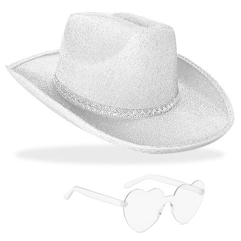 Sparkly Cowboy Hat, Silver Cowgirl, White Cowboy Hat, Rhinestone Cowboy, Rhinestone Cowgirl, Classic Cowboy, Cowgirl Hat, Heart Shaped Sunglasses, Heart Sunglasses