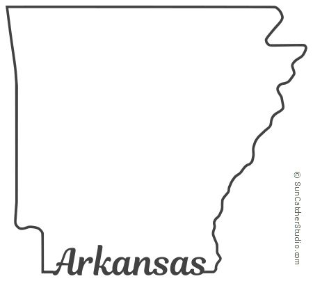 Arkansas - Map Outline, Printable State, Shape, Stencil, Pattern Arkansas State Outline, Arkansas Tattoo, Crockpot Dressing, Arkansas Art, Country Embroidery, Arkansas Map, Place Branding, March Crafts, Pineapple Lemonade