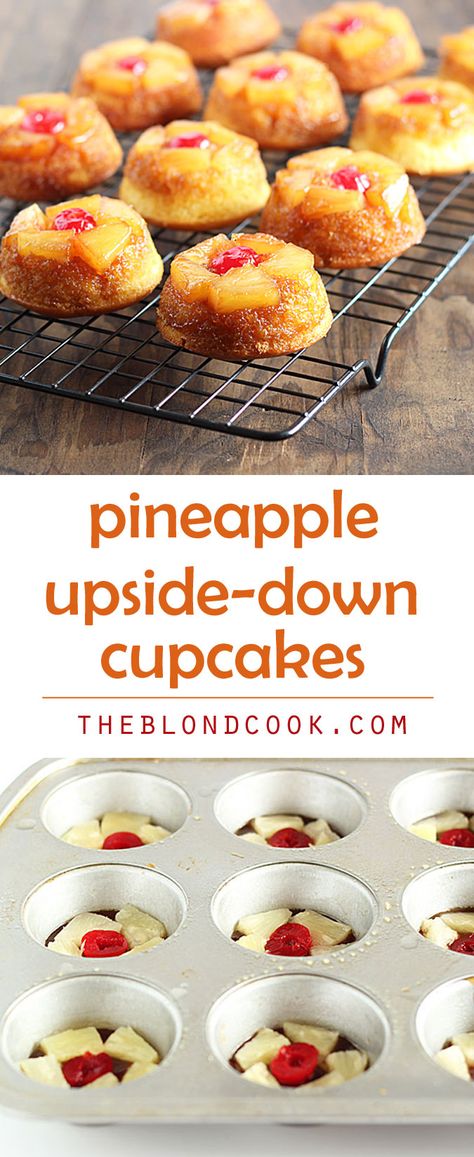 Upside Down Cupcakes, Pineapple Tidbits, Cupcakes Cute, Best Vanilla Cake Recipe, Pineapple Upside Down Cupcakes, Cooked Pineapple, Desserts Cupcakes, Blueberry Cake Recipes, Almond Cake Recipe