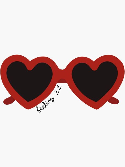 "Feeling 22 Heart Sunglasses" Sticker for Sale by Alycialackey Heart Sunglasses Drawing, Heart Glasses Drawing, Beauty Room Wall Art, Cute Valentines Day Wallpaper, Taylor Swift Pumpkin, Red Heart Glasses, Taylor Swift Guitar, Taylor Swift Collage, Sunglasses Sticker