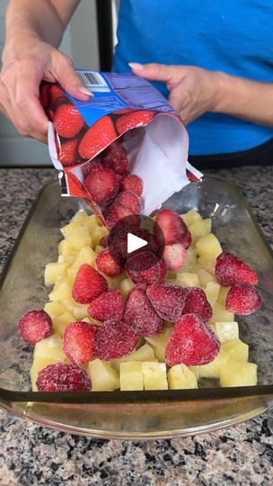 2.3M views · 12K reactions | easy 1 dish dessert 😋 | easy 1 dish dessert 😋

this is a simple cobbler made with a few ingredients! | By Kristin's Friends | Oh, alright y'all. So, I have
two cans of pineapple chunks. I drained out most of the juice,
alright? So, we're just going to that's nice and even
on the bottom of my can. Now, I have a bag of frozen whole
strawberries, alright? Uh this is a simple and easy dessert. I
really like making this and you know what? You can really
customize it however you'd like. I've made some similar
ones before but I made this one the other day and I just think
it's so good. So, that's look at that. That looks so pretty
already, doesn't it? So now, I found this cake mix. It's
pineapple supreme cake. So, what we're going to do here, we
just going to take t Frozen Fruit Desserts Easy, What Can I Do With Strawberries, Easy Fruit Desserts, Kfc Recipes, Frozen Fruit Dessert, Frozen Strawberry Desserts, Fruit Topped Cake, Strawberry Cobbler Recipes, Strawberry Dump Cake