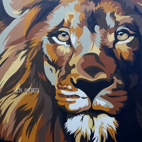 Colorful Animal Paintings, Abstract Lion, Pop Art Animals, Lion Painting, Lion Art, Arte Animal, Painting Art Projects, Diy Art Painting, Diy Canvas Art