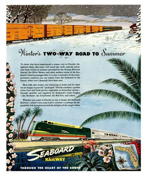 February 1945. Train Drawings, Railroad Images, New York Central Railroad, Train Illustration, Train Drawing, Vintage Railroad, Railroad Art, Train Posters, Union Pacific Railroad