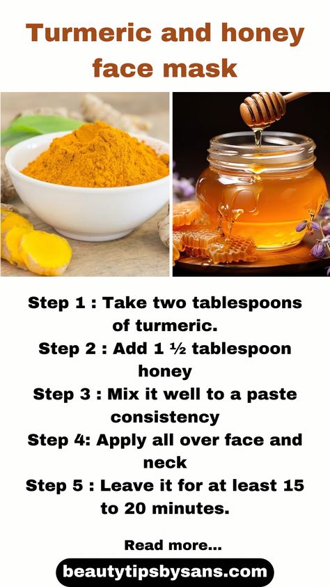 Tumeric And Honey Face Mask Recipe, Tumeric Face Mask For Acne, Turmeric And Honey Face Mask, Natural Face Masks, Natural Remedies For Pimples, Mask For Glowing Skin, Diy Turmeric Face Mask, Diy Honey, Face Glowing