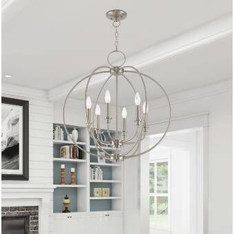 Brushed Nickel Entryway Lighting, Brushed Nickel Chandelier Dining Room, Brushed Nickel Light Fixtures, Office Lights, Entry Light, Farmhouse Chandelier Lighting, Chic Chandelier, Bathroom Chandelier, Brushed Nickel Chandelier